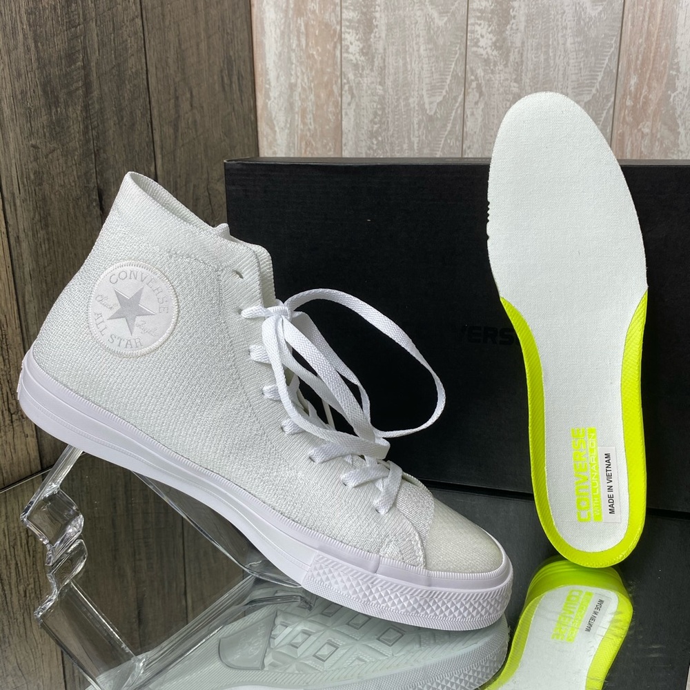 Converse Ctas 2 Flyknit White High Top AUTHENTIC - Picture 7 of 8
